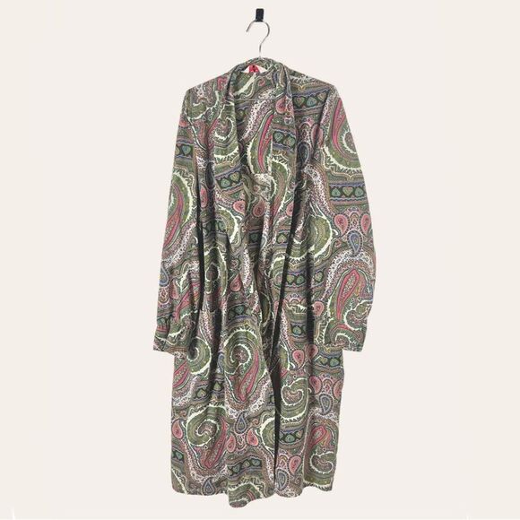 Vintage Paisley Long Line Blazer Cardigan Kimono Robe - Picture 3 of 5